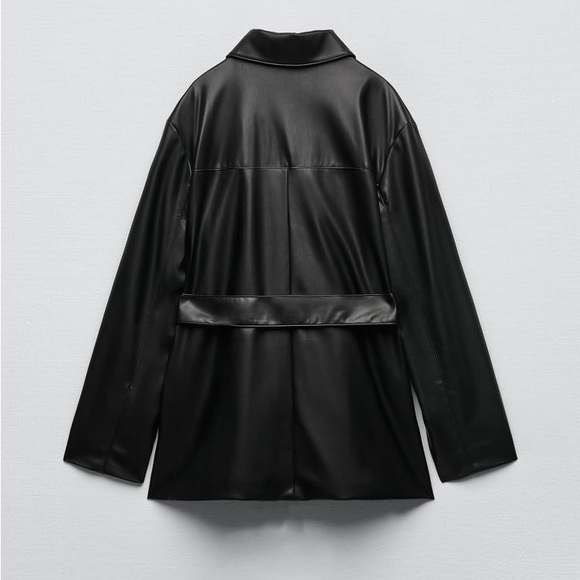 ZARA FAUX LEATHER BELTED OVERSHIRT XS - Picture 8 of 9